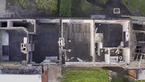 Drone-shot-showing-fire-damage-houses-in-Whitebirk,-Blackburn-Lancashire