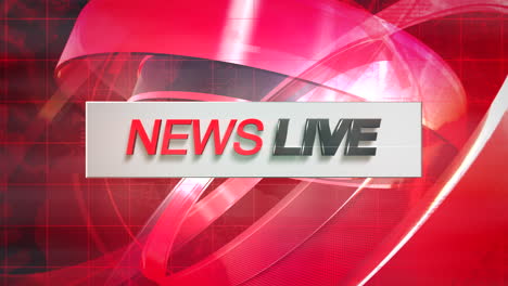 animation text live news and news intro graphic with red lines and circular shapes in studio abstract background