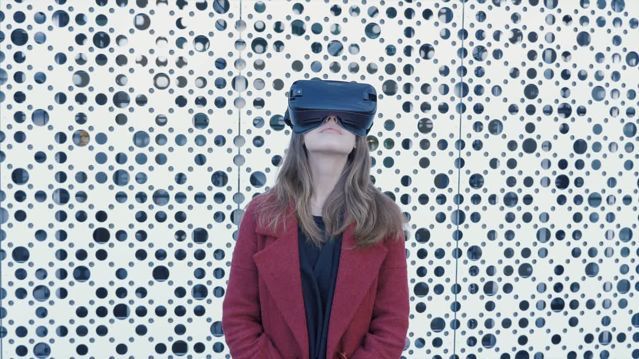 Woman Experiencing Virtual Reality Headset