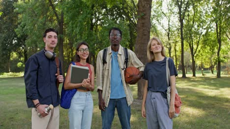 group of students in a park