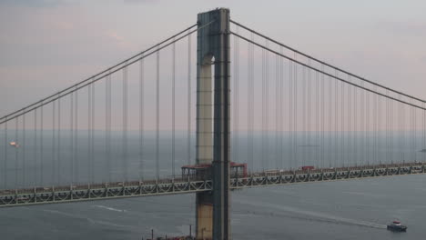 aerial view of new york city's verrazzano-narrows bridge at dusk