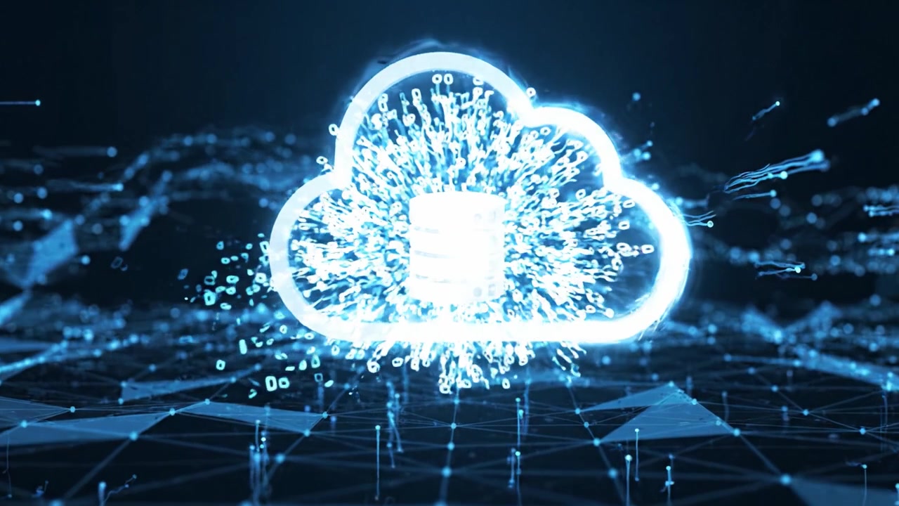 Dynamic Visualization of Cloud Technology with Emphasized Data Storage Structures and Connected Networks, Showcasing Modern Digital Infrastructure and Information Flow