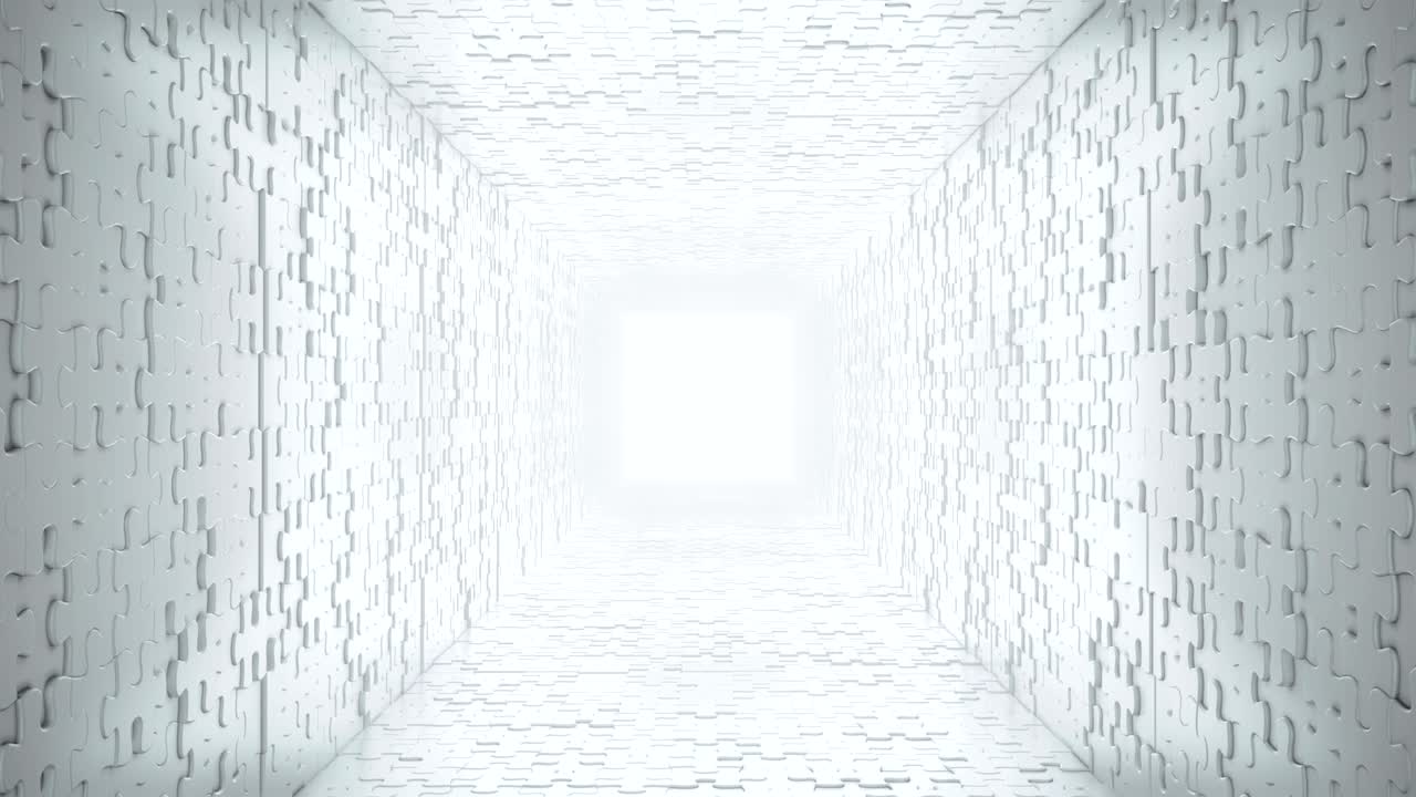 Flight through corridor made from puzzle elements.