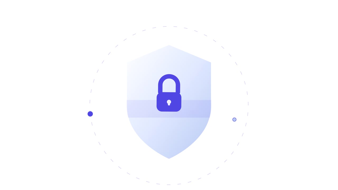 Animated Shield Icon with Rotating Security Elements
