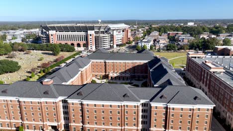 aerial pullout over dorm complex on the university of alabama campus in