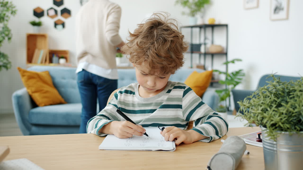 niño haciendo los deberes en casa