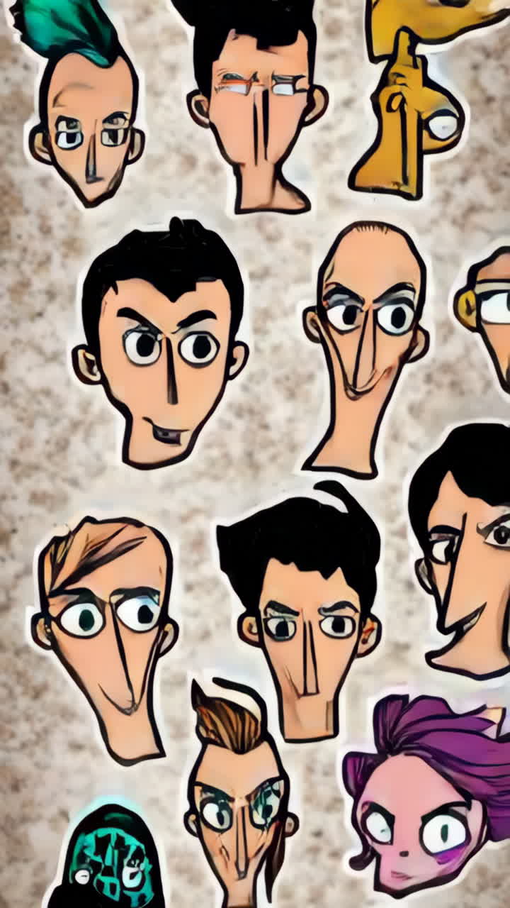 Collection of Stylized Cartoon Character Portraits