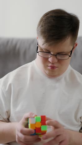 young person solving a rubik's cube