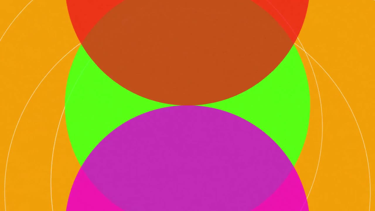 animación de las ruedas de color en fondo naranja