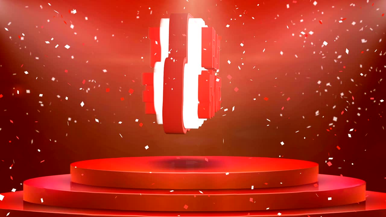 5 평평한 텍스트 애니메이션 무대 포디움 콘페티 루프 애니메이션