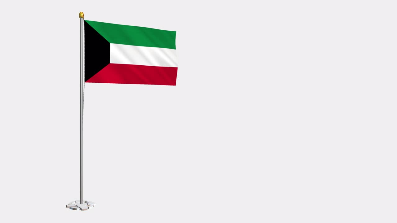 video de bucle de la bandera de kuwait revoloteando en el viento, video en cámara lenta de 4k, con canal alfa