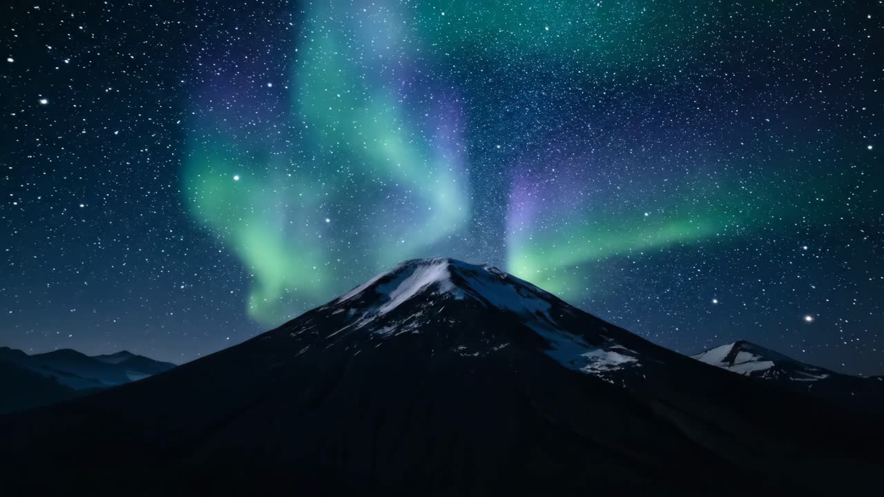 Mountain under the Northern Lights