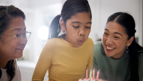 applause, girl blowing candles for a happy