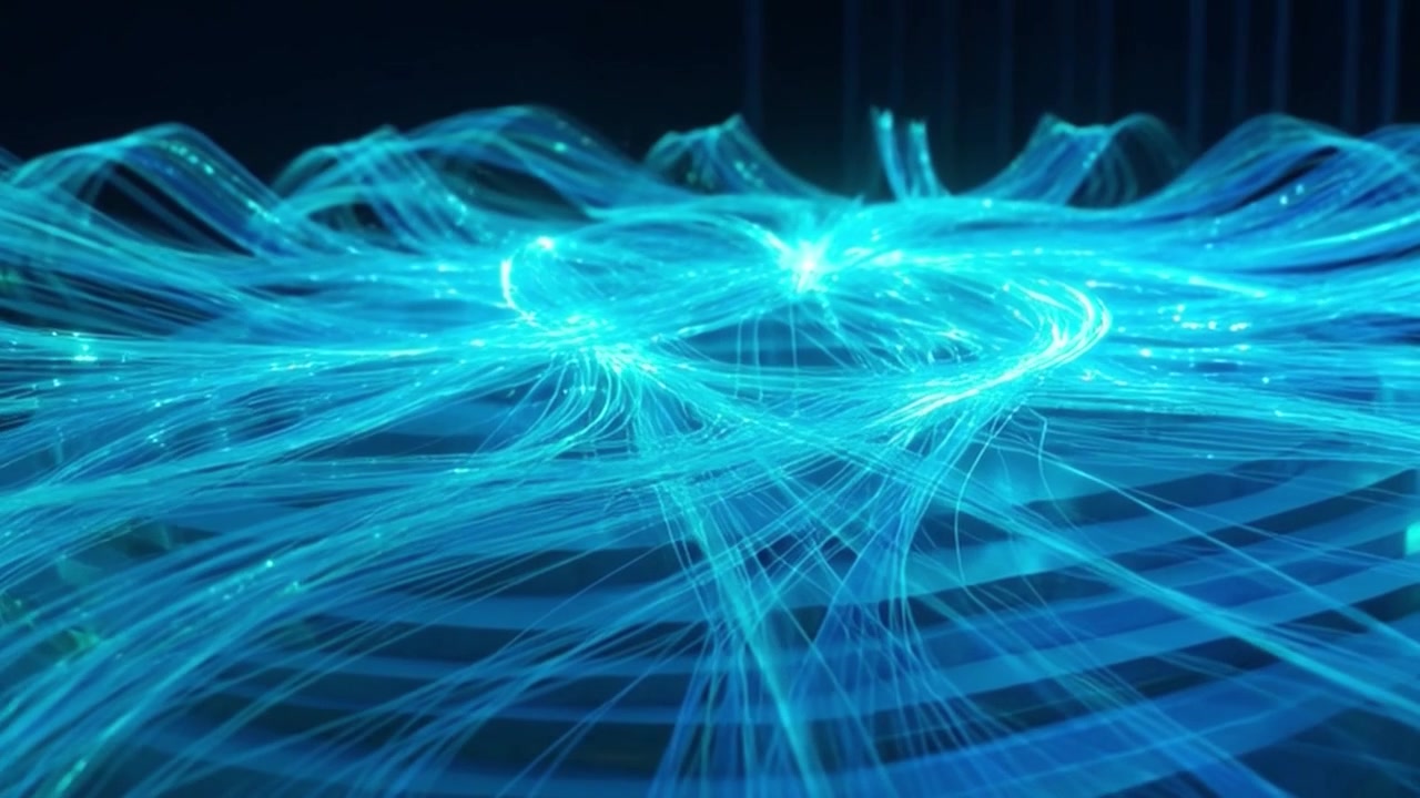 Abstract Digital Network Flow with Glowing Blue Light Lines