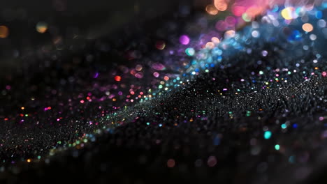 holographic glitter particles on black stone