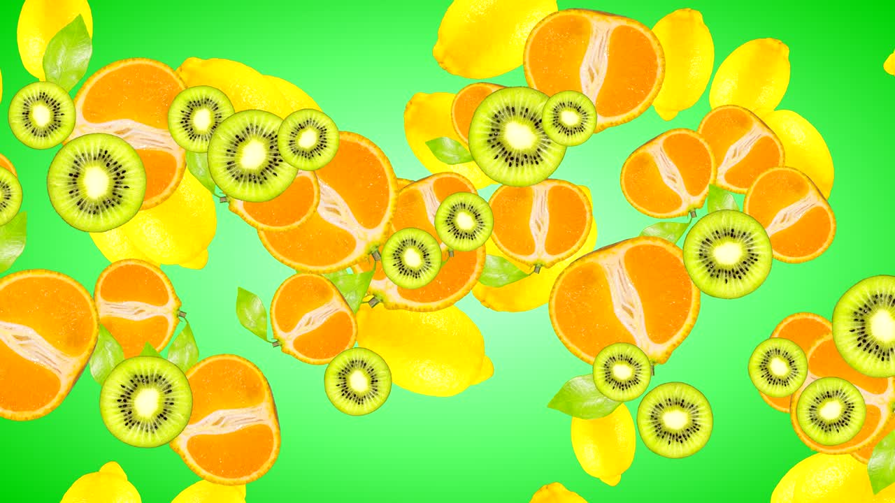 animación de alta calidad de 4k frutas de diferentes variedades