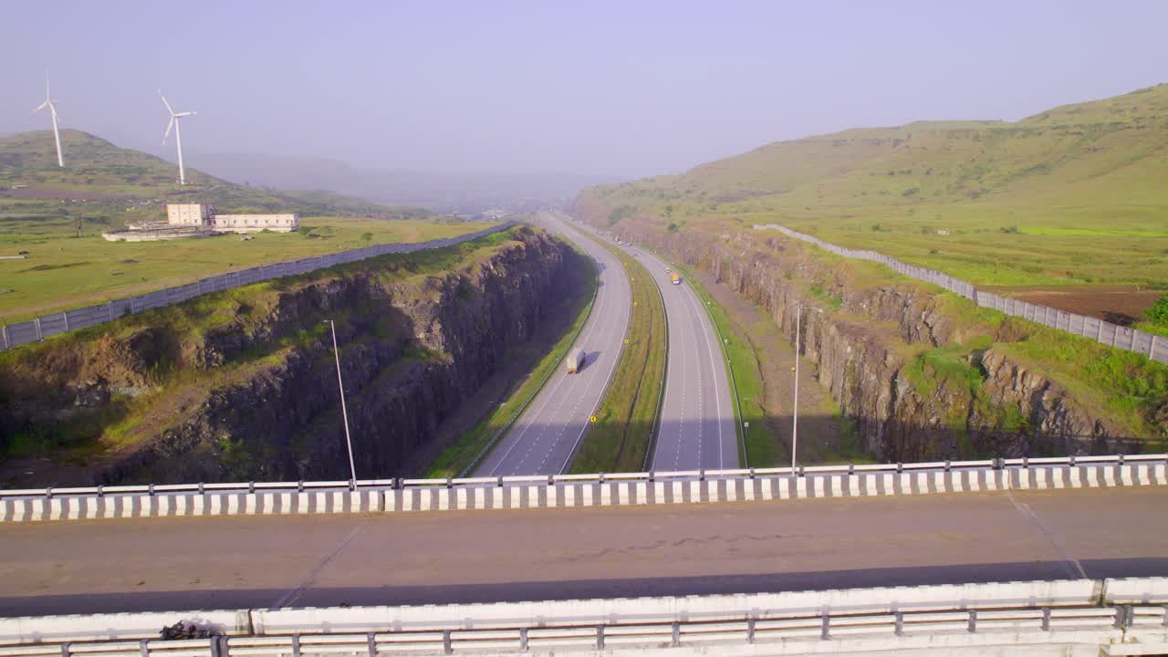 Mumbai Nagpur Expressway bridge to traverse natural landscapes and waterways, Maharashtra, Drone shot