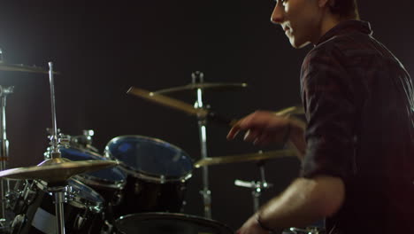 drummer playing drum kit shot on r3d