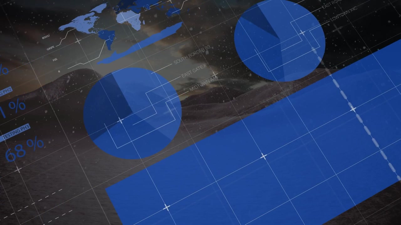 Digital Financial Data Overlay on Lunar Landscape