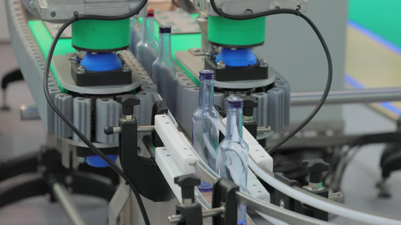 botellas en la línea de producción de la planta o fábrica