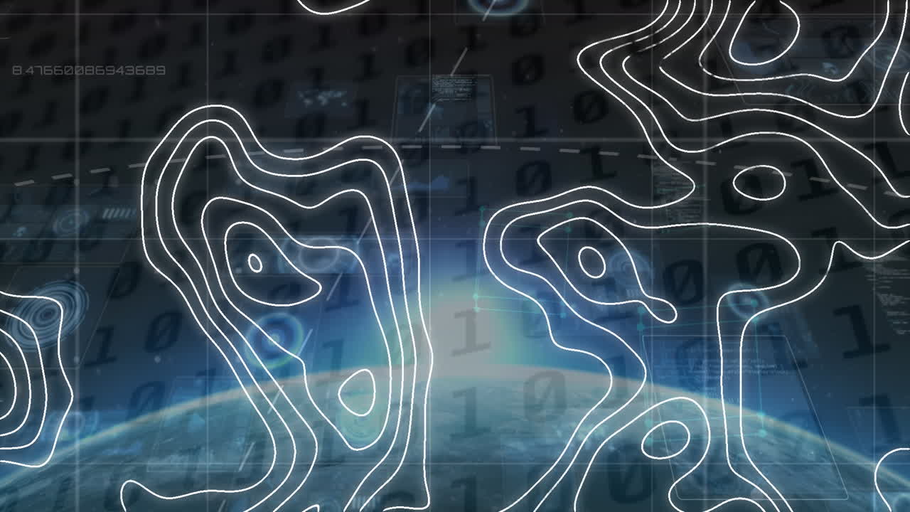 Animation of moving white lines over data processing