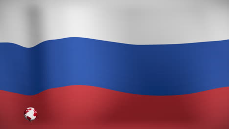 animation of globe and news over flag of russia