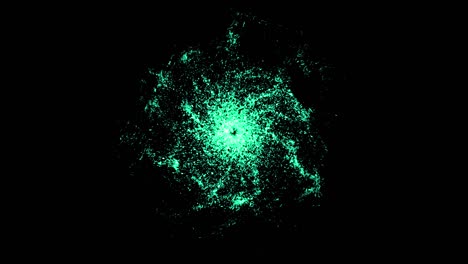haz de energía abstracto con partículas en movimiento rápido. animación. punto hipnótico con partículas luminosas en movimiento rápido tensas en fondo negro