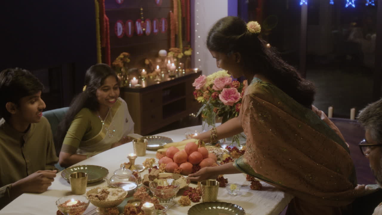 Family Celebrates Diwali with Festive Dinner