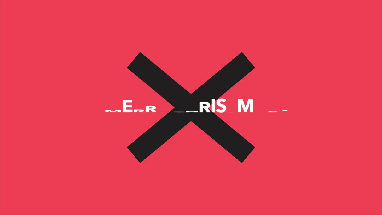 빨간 그라데이션에 검은 십자가와 메리 크리스마스