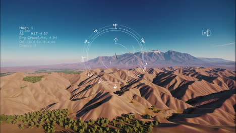 aerial view of a plane over a mountainous desert landscape
