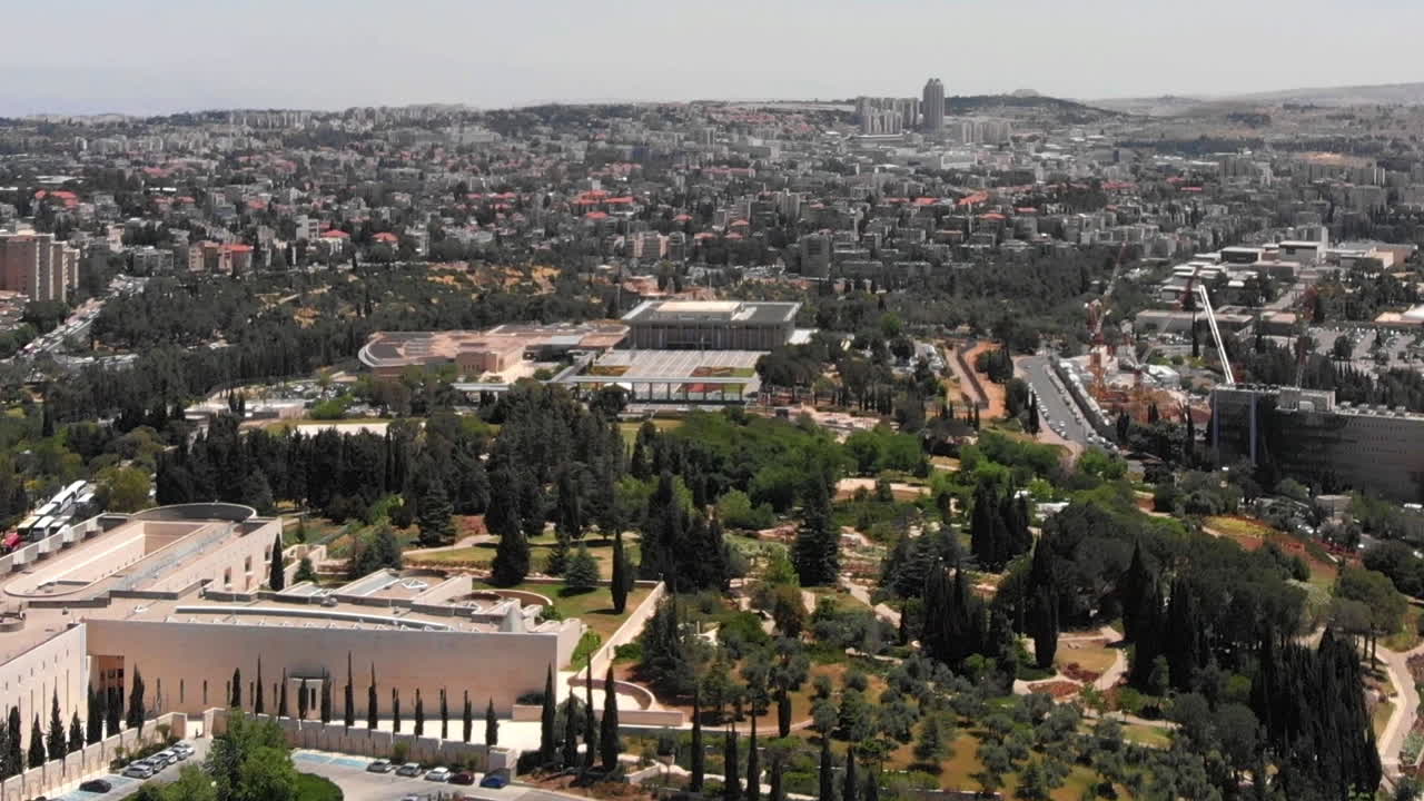 Jerusalem center with kneset parlament Aerial