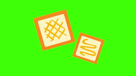 icono de galletas de vidrio cuadrado apareciendo en la pantalla verde