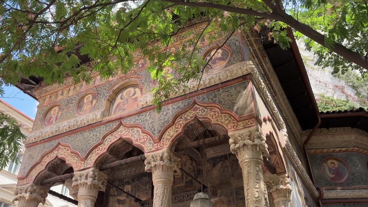 Beautiful orthodox Romanian architecture of the Stavropoleos church