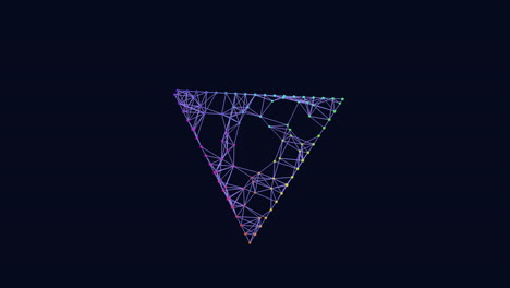 vibrant and intricate triangle of colors and shapes on dark background