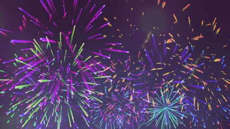animación de fuegos artificiales coloridos que explotan en el cielo nocturno