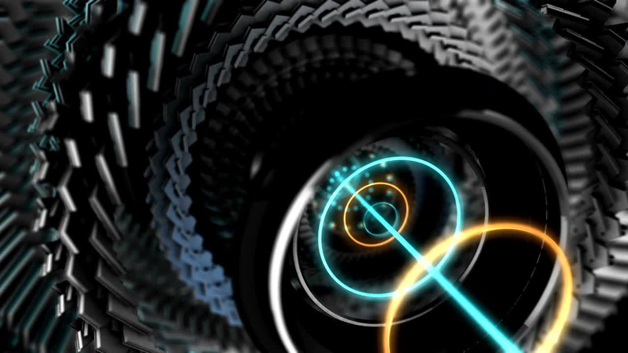 3D Motion Graphic elements, abstract hi-tech circle, robotic mechanical gear UI. 4K Loop