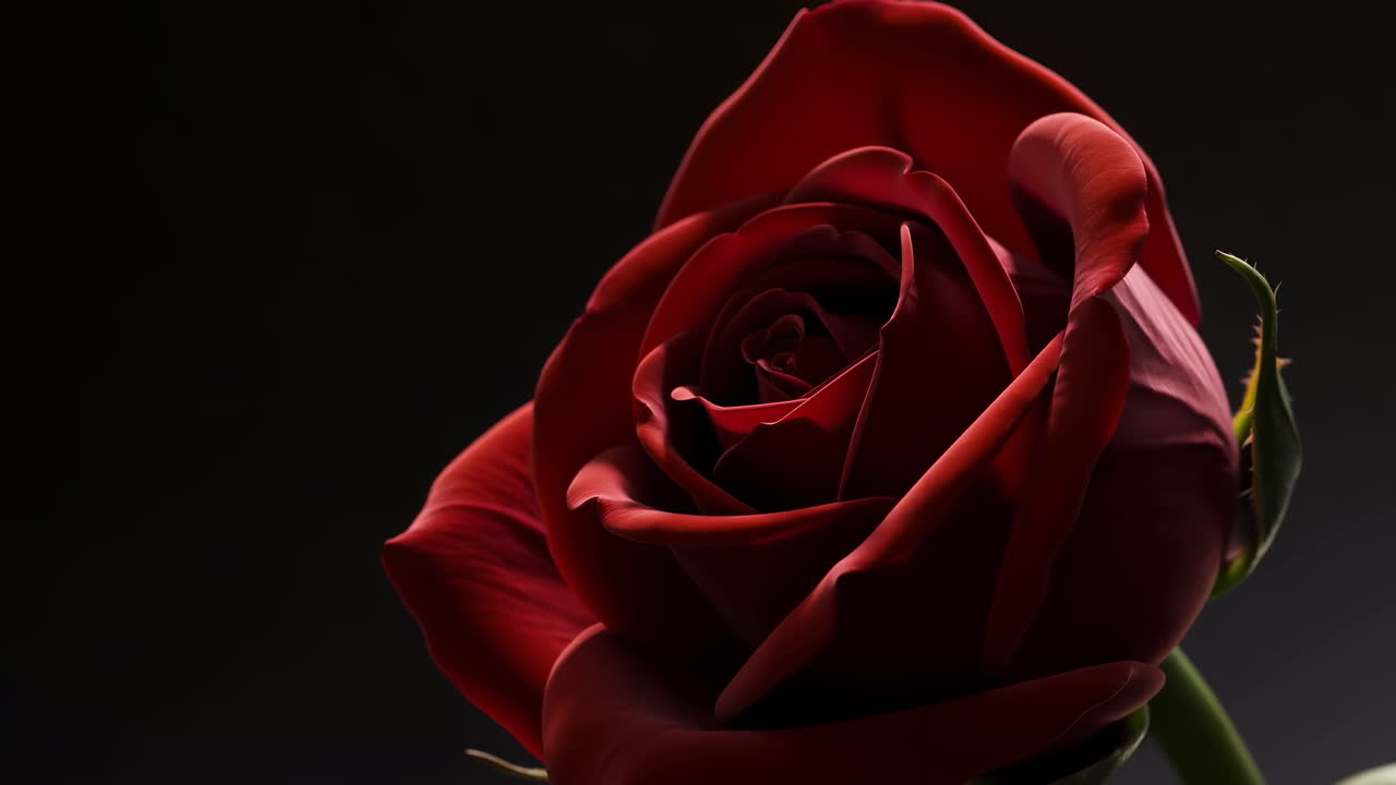 Fiore di Rosa Rossa che Sboccia in Time Lapse su Sfondo Scuro