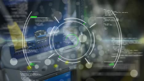 animación del escaneo del alcance y el procesamiento de datos a través de un servidor informático