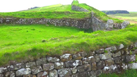 an establishing shot of hadrians wall in northern england