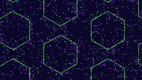 green hexagonal geometric pattern on black background