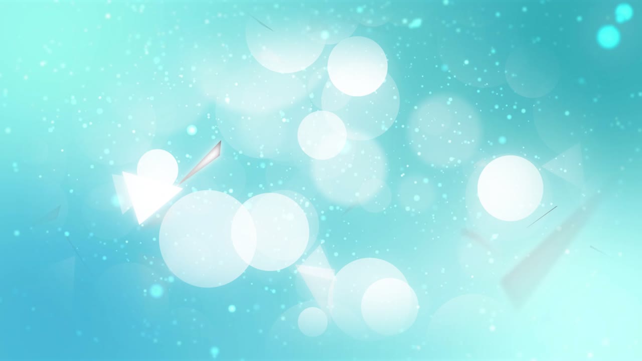 Opening glow drifting sparking bokeh lights, rotating triangles and specks swirling before fading