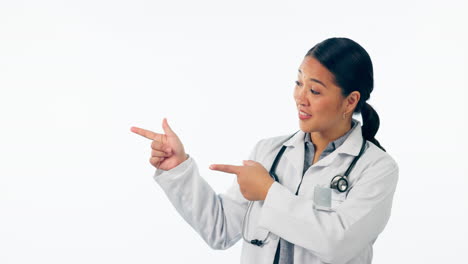 Face,-woman-and-doctor-in-studio-advertising