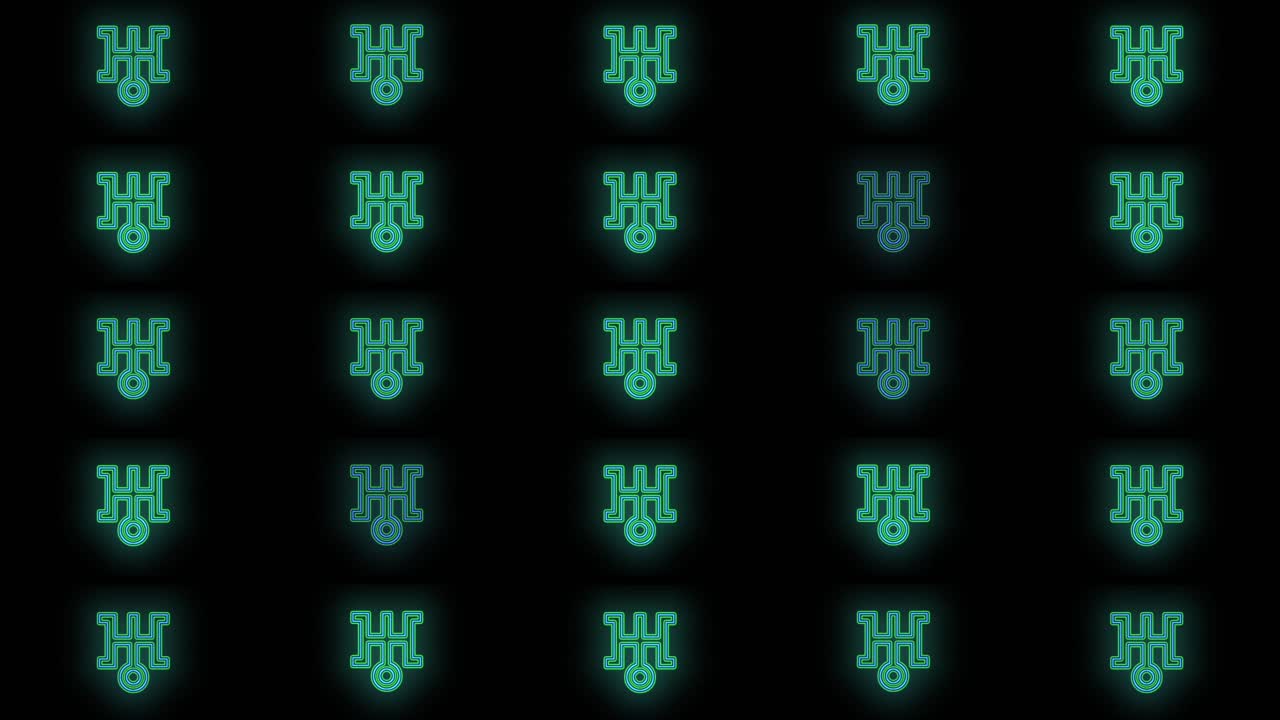 patrón de símbolo de japón azul neón en la noche