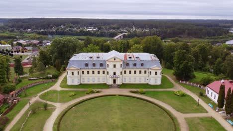 Kraslava Aerial View of palace. Suburban area in Europe.