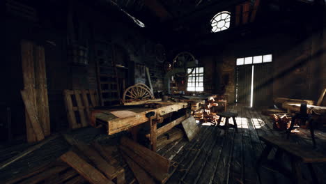 vintage woodworking workshop