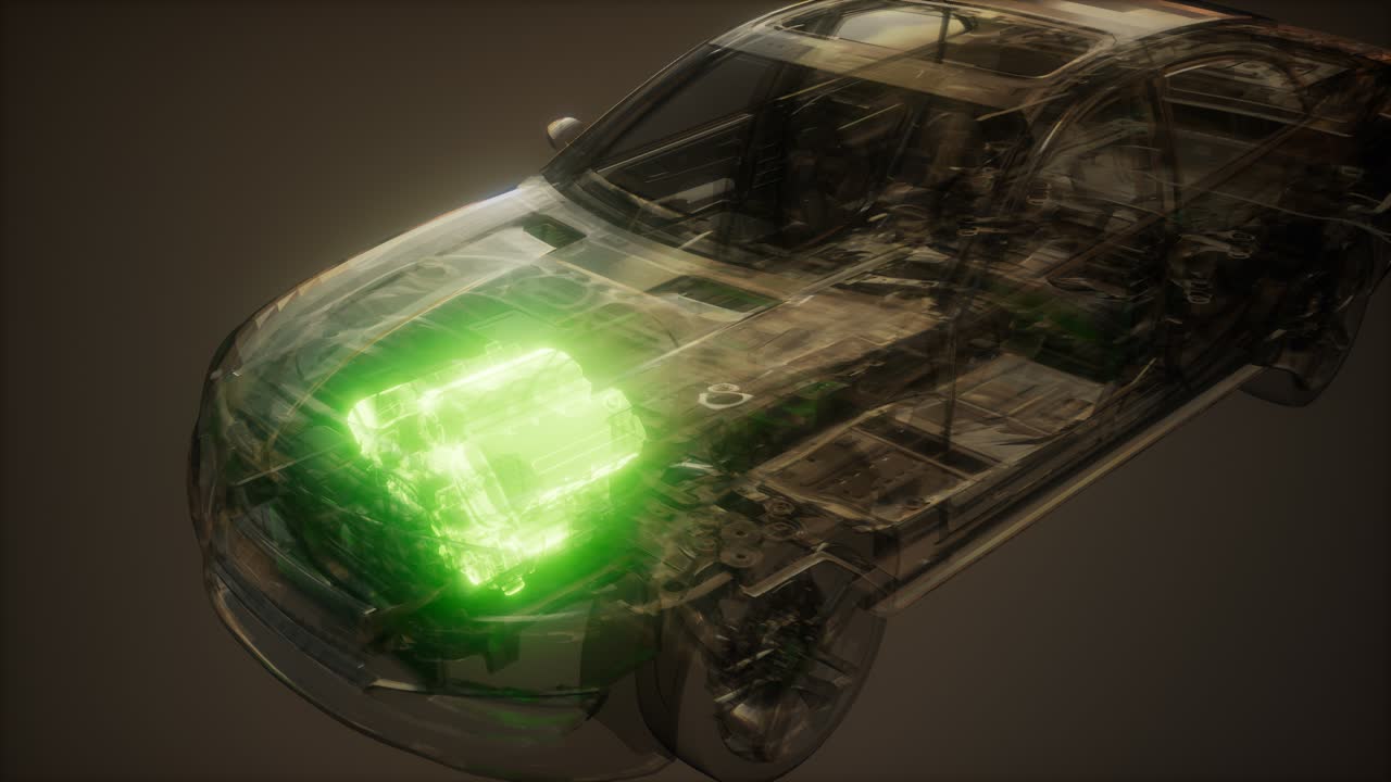 자동차 엔진이 자동차에서 보입니다.