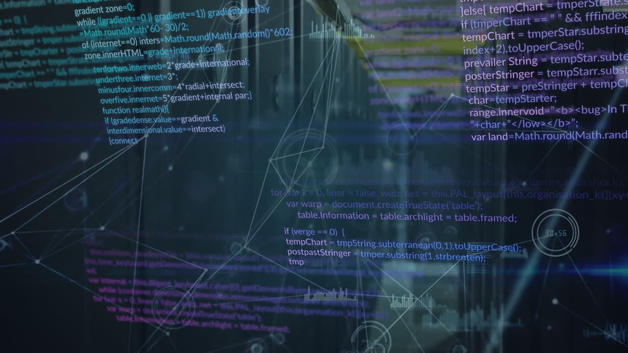 animación de conexiones y procesamiento de datos en el fondo de la marina