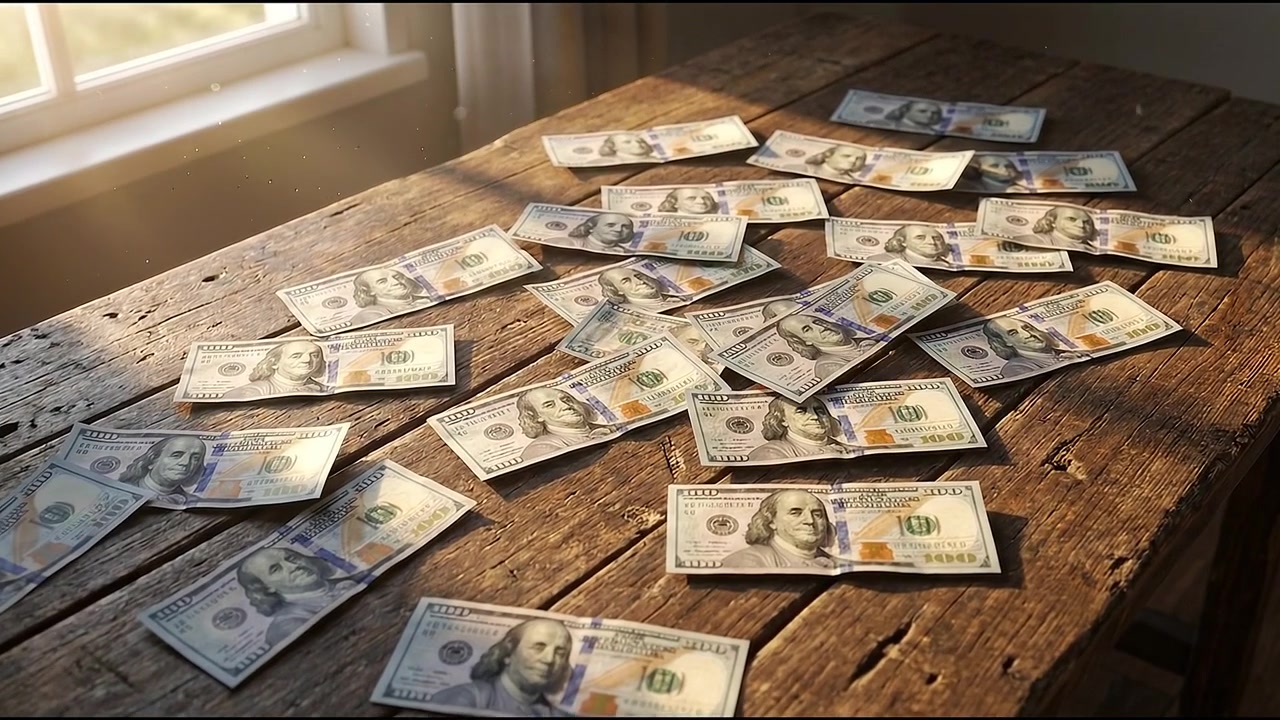Investitore che esamina valuta cartacea all'interno di un caveau