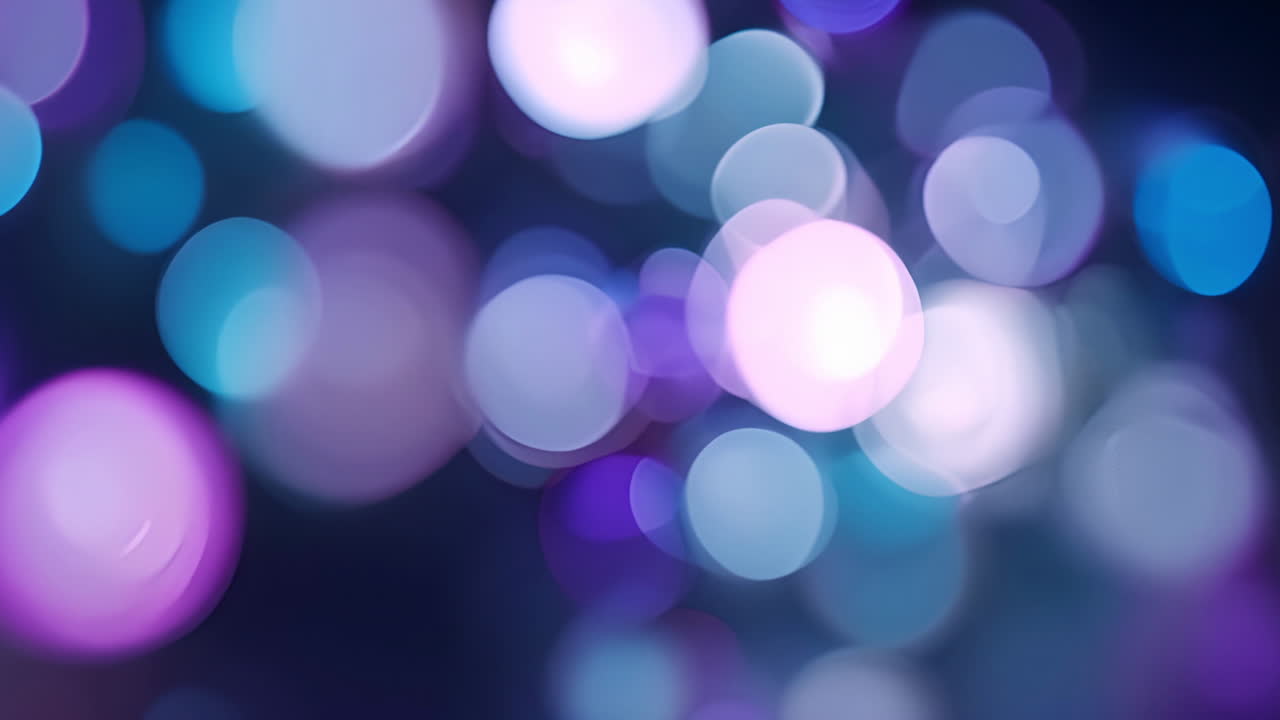 animación de luces bokeh coloridas con tonos púrpuras y azules