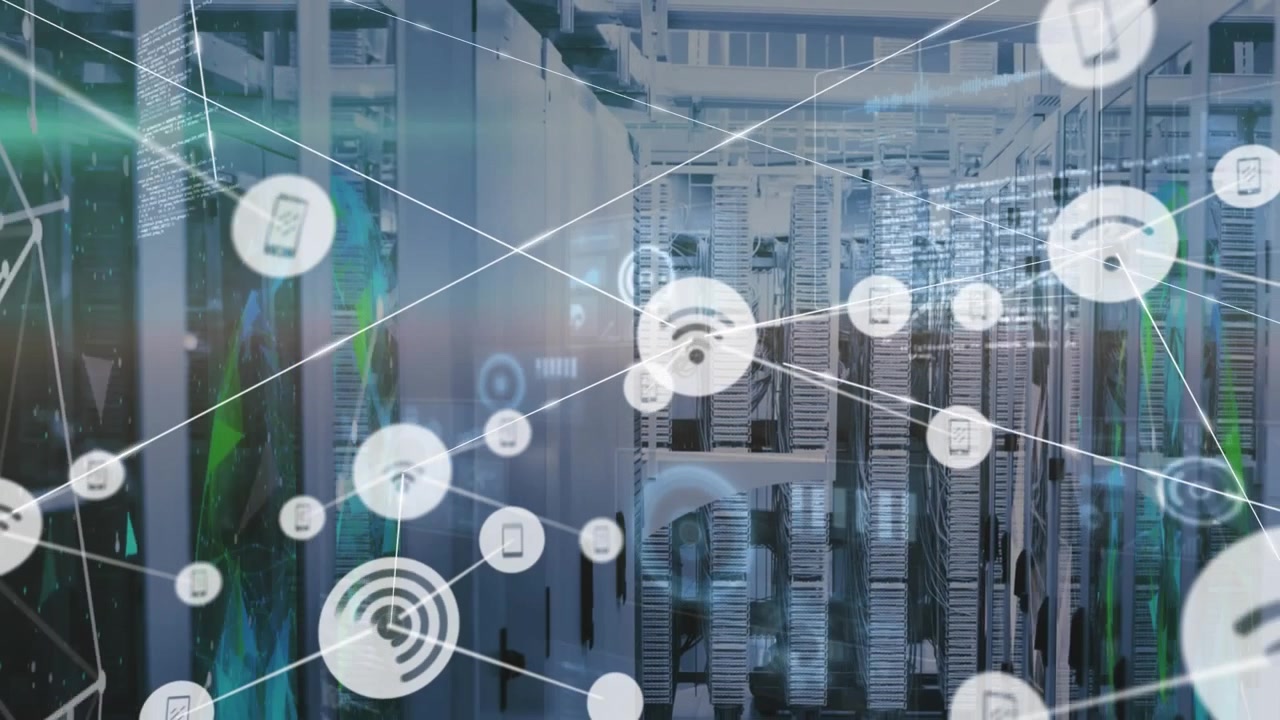 Animation of network of connections and network of connections and warehouse over warehouse